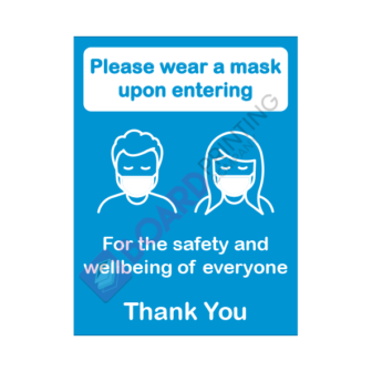 Face Mask Signage Design 2 – 450mm x 600mm – 5mm Foamex