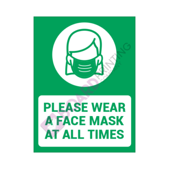 Face Mask Signage Design 3 – 450mm x 600mm – 5mm Foamex