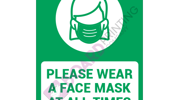 Face Mask Signage Design 3 – 450mm x 600mm – 5mm Foamex