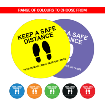 Keep A Safe Distance Sticker – 400mm Round Floor Sticker