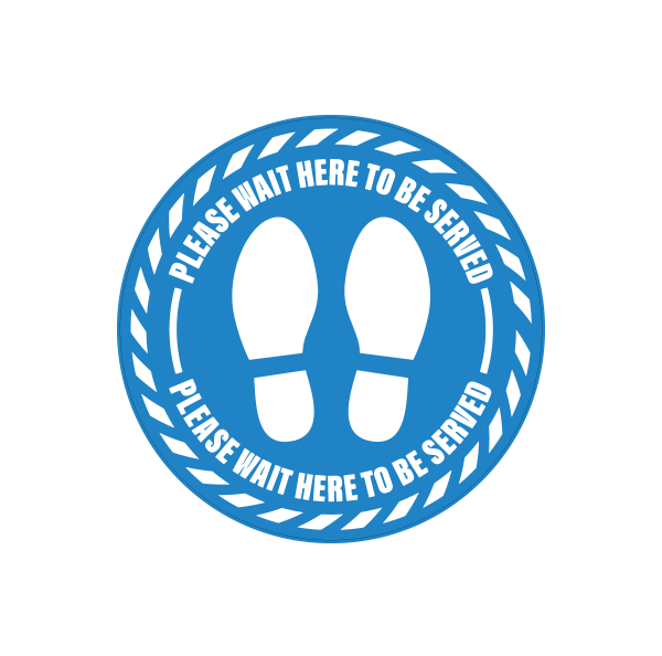 Please Wait To Be Served – 400mm Round Floor Sticker