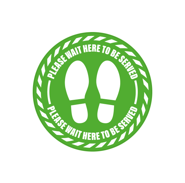 Please Wait To Be Served – 400mm Round Floor Sticker