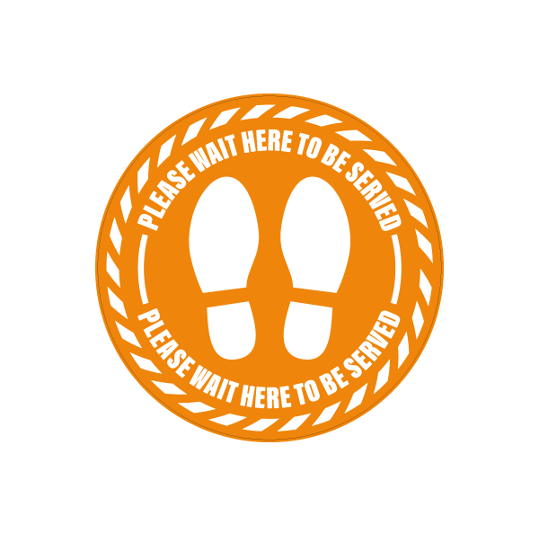 Please Wait To Be Served – 400mm Round Floor Sticker