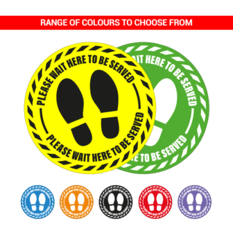 Please Wait To Be Served – 400mm Round Floor Sticker