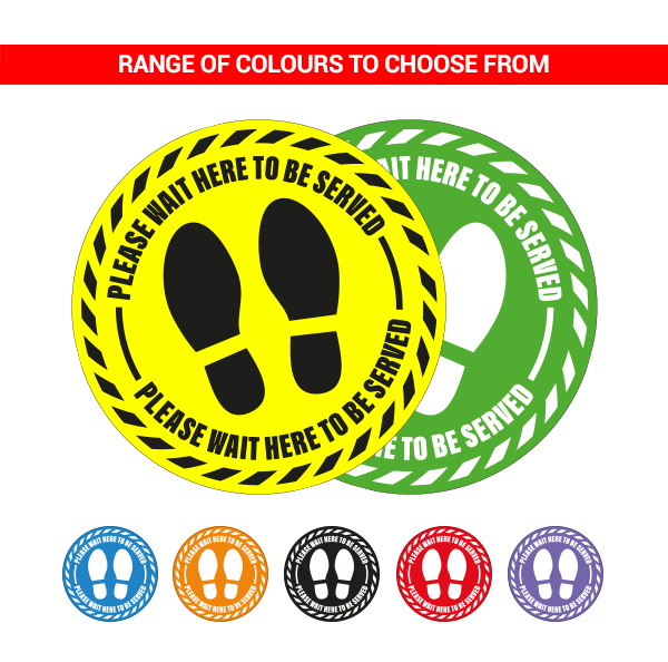 Please Wait To Be Served – 400mm Round Floor Sticker