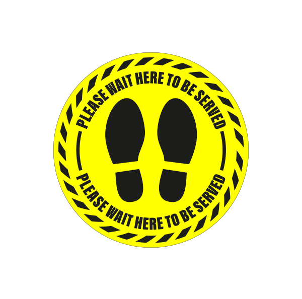 Please Wait To Be Served – 400mm Round Floor Sticker