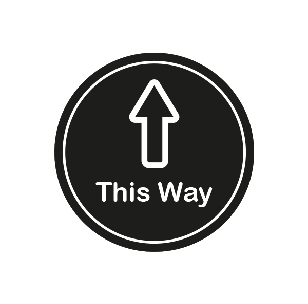 This Way Directional Sticker – 400mm Round Floor Sticker
