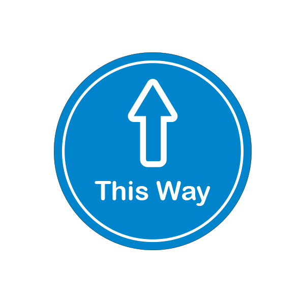This Way Directional Sticker – 400mm Round Floor Sticker