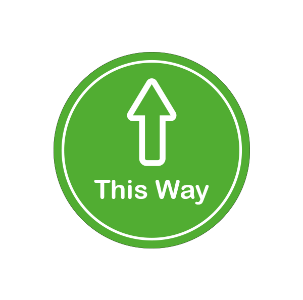 This Way Directional Sticker – 400mm Round Floor Sticker
