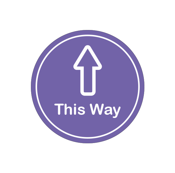 This Way Directional Sticker – 400mm Round Floor Sticker