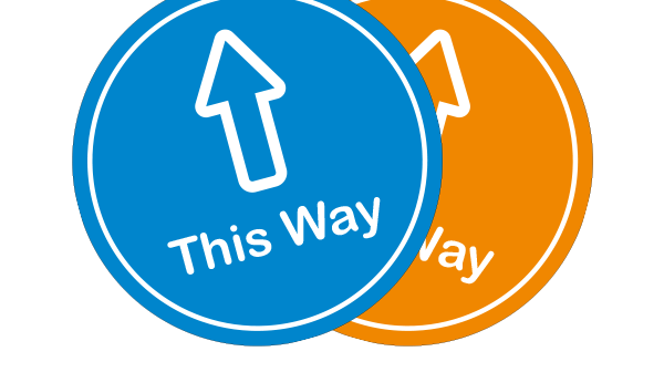This Way Directional Sticker – 400mm Round Floor Sticker