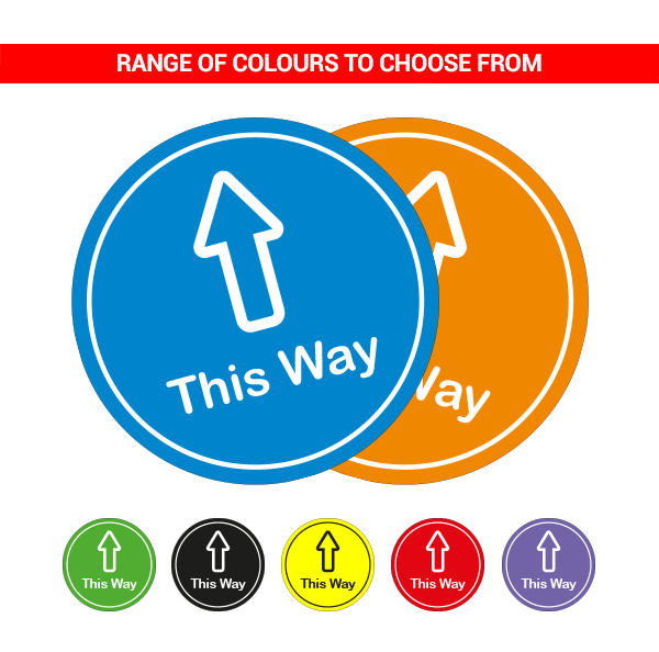 This Way Directional Sticker – 400mm Round Floor Sticker