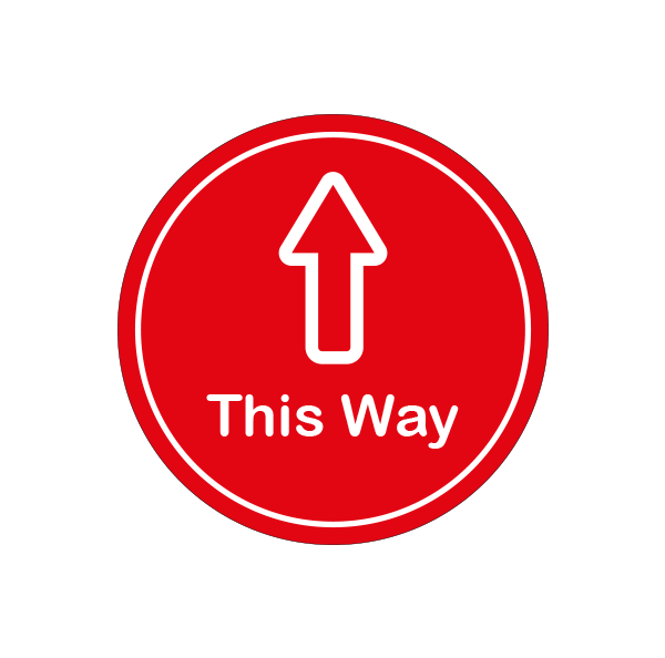 This Way Directional Sticker – 400mm Round Floor Sticker