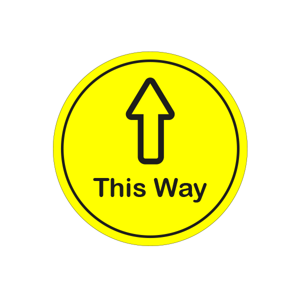This Way Directional Sticker – 400mm Round Floor Sticker